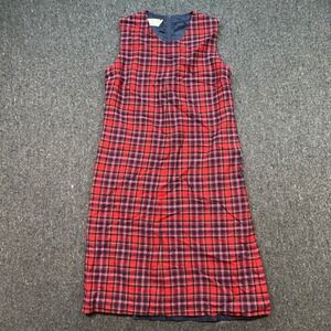 Pendleton Dress Sz 12 Womens Red Plaid Wool Shift Vintage Academia Distressed
